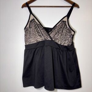 Torrid Lace Babydoll Cami Spaghetti Tank Nude Black Romantic Goth Date Sz 1